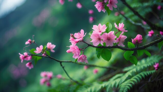 Clustered pink blooms of Gliricidia sepium, with a few green buds that have yet to open. Captured against a blurred morning background. Also referred to as 'Quickstick' or 'Mother of Cocoa'.