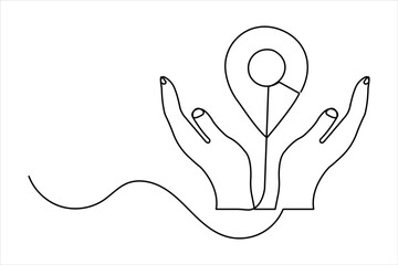 Location icon in one line minimalist style