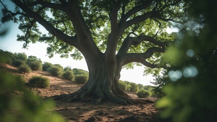Obraz premium A glimpse of a tall, expansive tree.