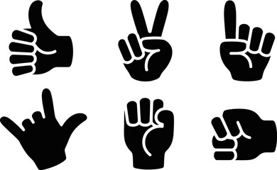 Vector hand gestures icon set illustration collection of different hand signs communication and expression editable stock vector illustration