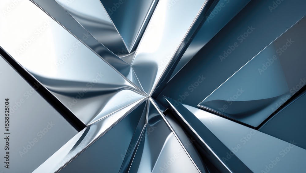 Poster angular metal panels featuring steel sheets that resemble abstract modern architecture details. indu