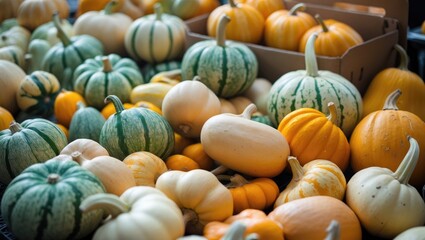 Fresh Honeynut Butternut Squash displayed at a produce stand.