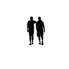 man patting friend's back silhouette on white background