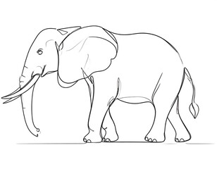 Fototapeta premium Elegant One Line Drawing of an African Elephant Walking