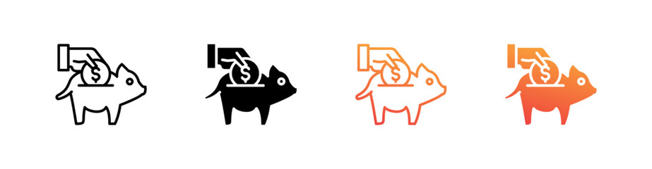 Deposit Multiple Style Icon Set Vector 