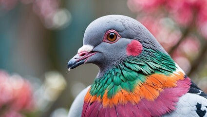 A side view of a pigeon gazing sideways