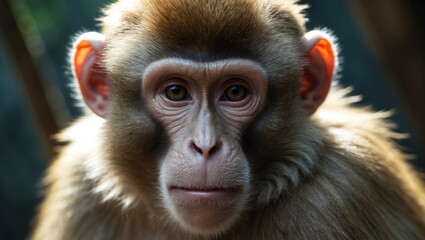 Obraz premium A cute monkey resides in a natural forest in Thailand.