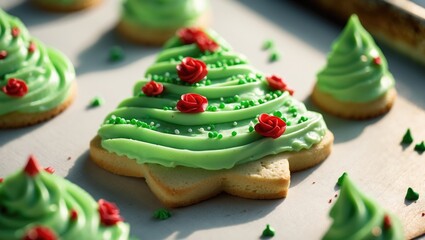 Adorable green Christmas tree shaped cookie