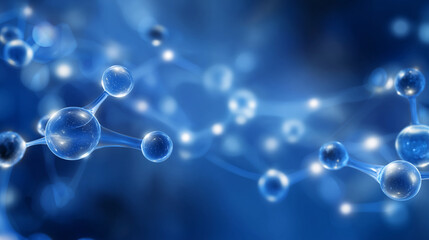 3D blue transparent molecule model with futuristic background