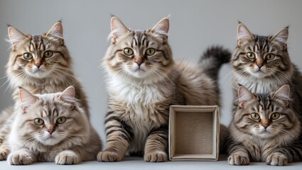 Adorable cats fluffy pets in various poses