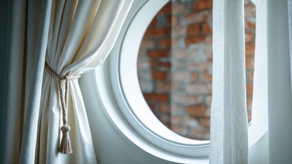 Obraz premium Interior room curtain window decoration for a stylish and cozy space.