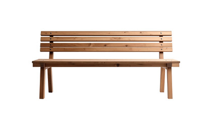 Empty wooden park bench isolated on transparent background