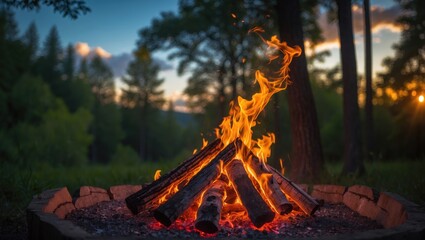 Detailed view of a campfire flame