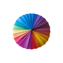 Top view of rainbow umbrella with Eight Panels,  isolated on transparent background, png