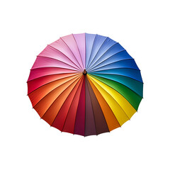 Top view of rainbow umbrella with Colorful Eight-Panel isolated on transparent background,png