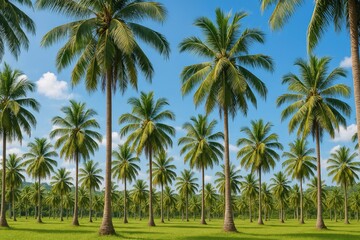 Tropical coconut plantation located in the southern region of a Southeast Asian country