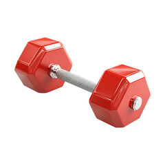 Hex Shape Dumbbell in Red isolated on transparent background, png