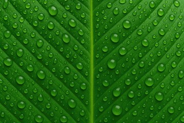 Detailed view of water droplets on a lush green foliage
