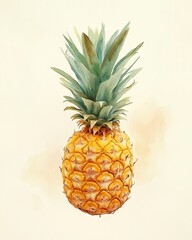 Watercolor painting of a plants, vegetables and fruits on white background