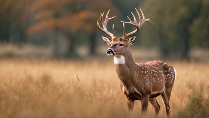 Obraz premium Autumn Wildlife: White-tailed Buck Trophy in Forest Habitat