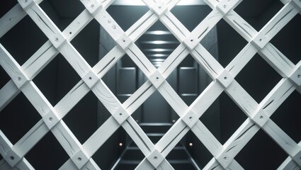 White cross wooden lath on black background