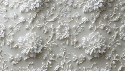 Antique floral wallpaper with vintage white pattern