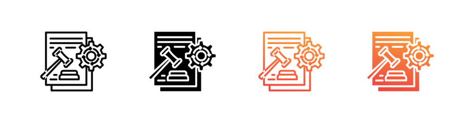 Legal Proceedings Multiple Style Icon Set Vector 
