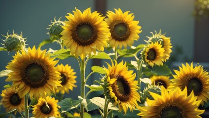 Obraz premium On December 3, 2022, in Palembang, sunflowers bloom in the morning, making them so pretty.