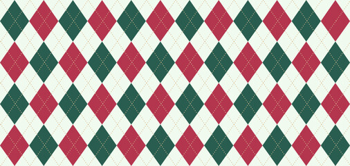 Christmas argyle seamless pattern. Geometric background for Christmas apparel and wrapping paper. Plaid Seamless Pattern. Vector illustration
