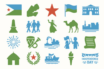 Djibouti Independence Day Icons and National Heritage Vector Set