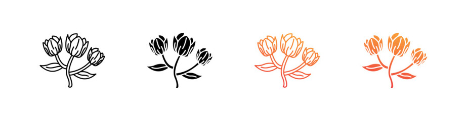 Tulips Multiple Style Icon Set Vector 