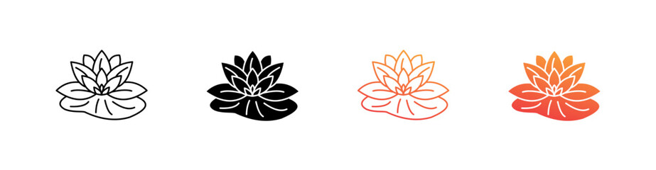 Lotus Multiple Style Icon Set Vector 