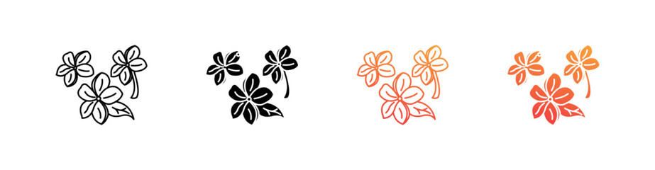 Frangipani Flower Multiple Style Icon Set Vector 