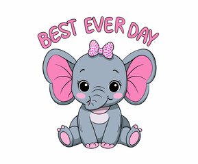 Obraz premium Best Ever day Elephant t-shirt graphic design vector illustration . 