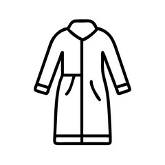 Line art of a sterile gown with pockets on a white background  