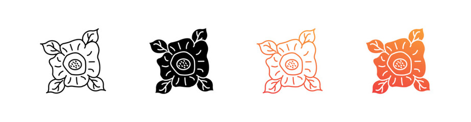 Corpse Flower Multiple Style Icon Set Vector 