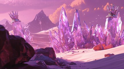 Obraz premium A digital landscape showcasing crystalline formations.