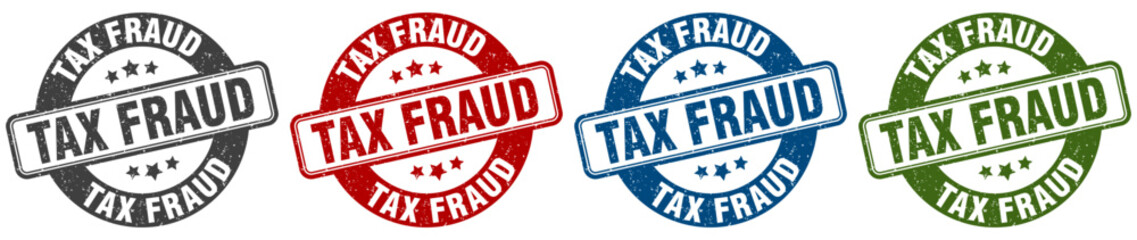 tax fraud stamp. tax fraud round stamp set isolated on white background
