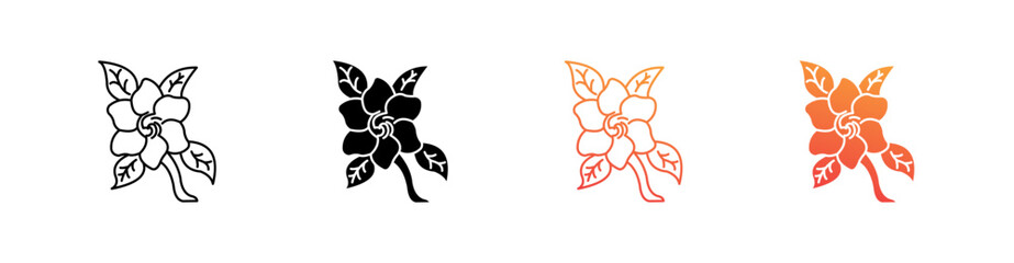 Gardenia Multiple Style Icon Set Vector 