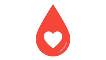 Blood Donation Icon: Red Blood Drop with Heart