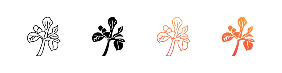 Iris Flower Multiple Style Icon Set Vector 