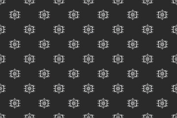 Elegant damask seamless pattern dark background silver floral design