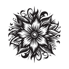 flower silhouette, editable vector image