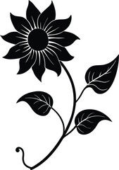 black eyed susan vine flower silhouette on white background