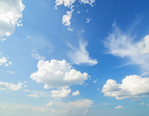 blue sky with soft white clouds scattered