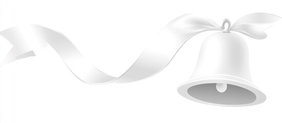 Elegant white bell with flowing ribbon, symbolizing celebration and minimalist design