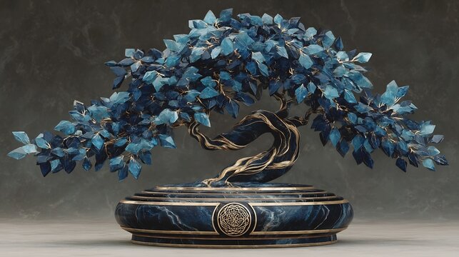Serene Blue Crystal Bonsai Tree