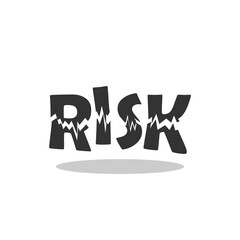 Risk word icon with shadow