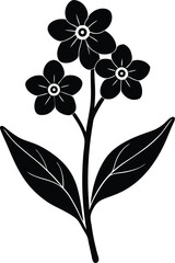 forget me not flower silhouette on white background