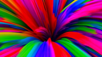 Seamless looping animation of flying through a vibrant psychedelic rainbow colored vortex tunnel - Powered by Adobe